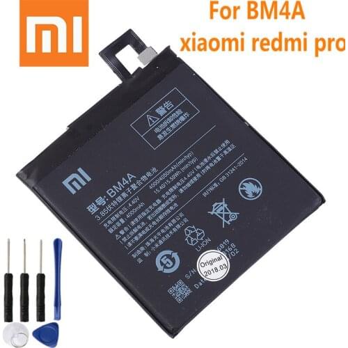 100% Original xiaomi BM4A 4000mAh for xiaomi Redmi Pro battery xiaomi battery 4000mAh BM4A mobile redmi pro phone battery +tools