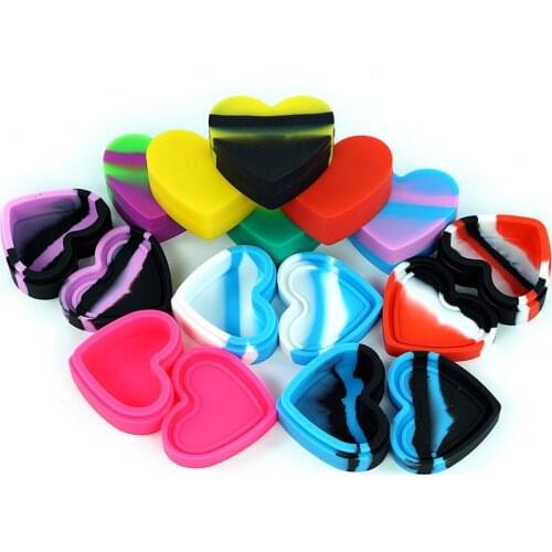 3pcs/lot 17ml Nonstick Silicone Container Storage Box Heart Jars for Oil Wax Dab Bottle Cream Random Color Gift