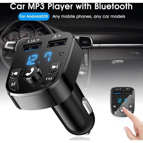 Car Bluetooth FM Transmitter MP3 Player with 3.1A Dual USB Ports fo Fasting Charging Battery Voltage Monitor