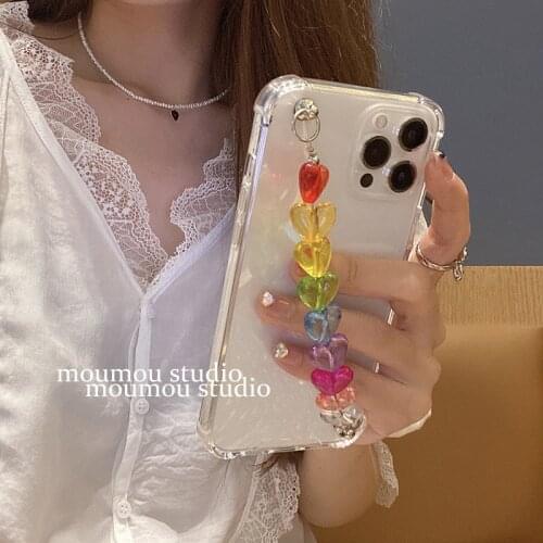 3D Color Love Heart Bracelet wrist case For Samsung S20 ULTRA S21 S7 S8 S9 PLUS S10 Lite NOTE 8 9 10 20 Transparent Soft Cover