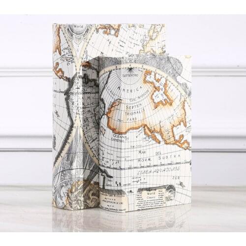 Wooden Storage box Retro European Style World map Security Safe book Cash Money Jewelery Organizer Box