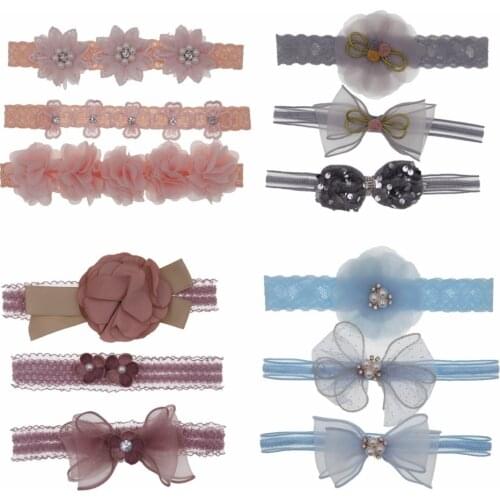 2021 baby headband Flower Bows Crown Headbands hair band Bowknot Love Headwear Children Princess girls Hair Accessories 3pcs/lot