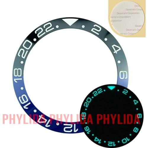 HQ 38mm GMT Super Luminous Ceramic Bezel Insert Ring Watch Bezel Fit GMT Watch