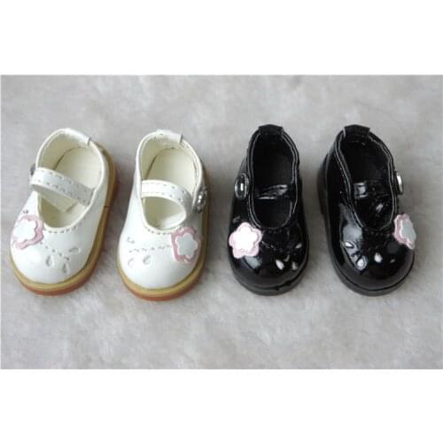 JS-013 1/6 lovely BJD shoes color White/Black PU Leather shoes Inser length 4.3CM Doll Accessories High Quality