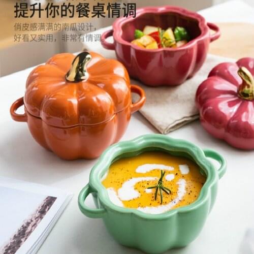 Kitchen Utensils Pumpkin Bowl Ceramic Soup Bowl Fruit Dessert Bowl