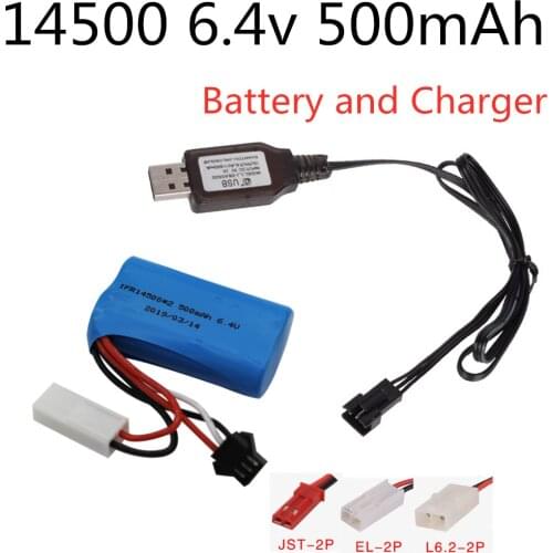 14500 6.4v 500mAh Li-ion Battery and Charger For Wltoys 18401/18402 RC Vehicle 6.4v Battery For RC toys Cars Boats free shipping