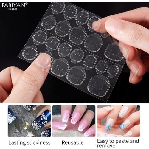 10Sheets Transparent 240Pcs False Nail Tips Double Sided Adhesive Sticker Glue Nail Art Fingernail Toenail Extension Tool
