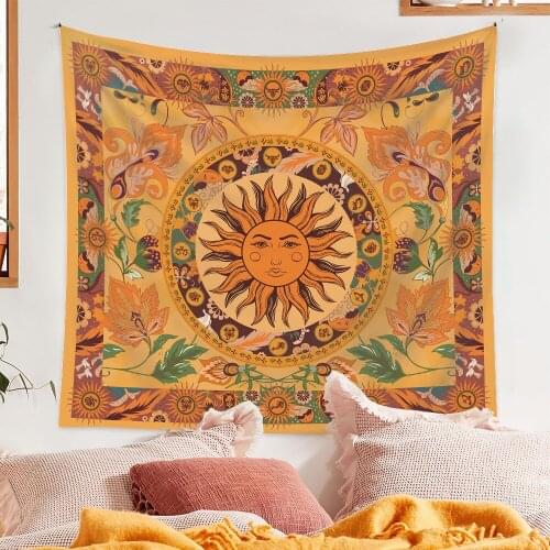 Sun God Tapestry Wall Hanging Bohemian Psychedelic Background Cloth Bedside Valance Tapes Home Bedroom Art Carpet Decor