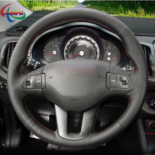 DIY Non-slip Black Leather Car Steering Wheel Cover For Kia Sportage 3 2010-2017 Ceed Cee'd 2009-2012 Car Interior Decoration