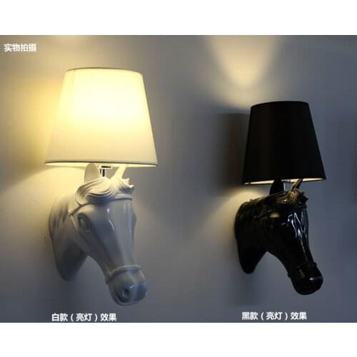 Nordic minimalist hotel clubs hall hallway wall lamp wall lamp bedroom bedside resin horse