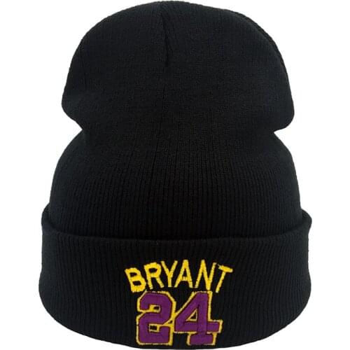2020 new BRYANT Beanie 24 women men 3D Embroidery Winter Hat Mamba Knitted black Hat Skullies Beanies Hat Hip Hop Knit Cap
