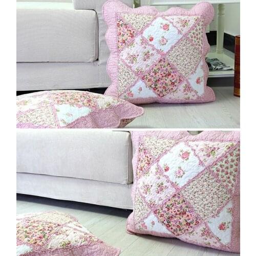 New Home decor Chinese rural Flowers pattern 100% Cotton Cushion Cover Solid color Waist Pillow Case Sofa Chair Pillow cover