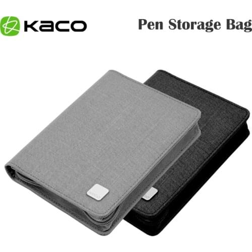 New KACO Pen Storage Bag Portable Zipper Pencil Bag Pen Case Waterproof Canvas Black Grey for 10 Pens 20 Pens