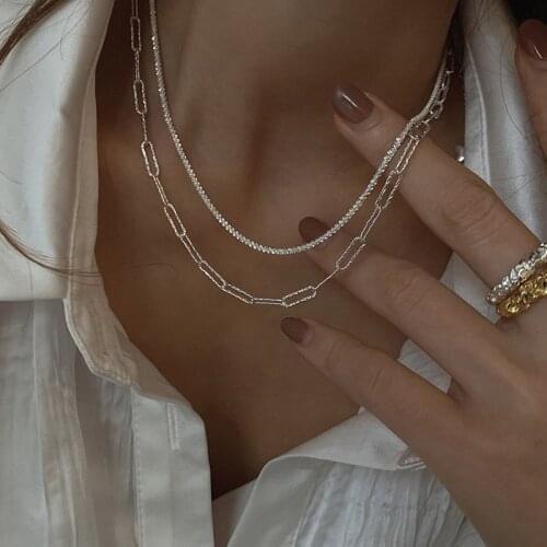 Bilandi Fashion Jewelry Women Necklace 2021 New Design Popular Style Single One Layer Shiny Sparkling Chain Necklace For Girl