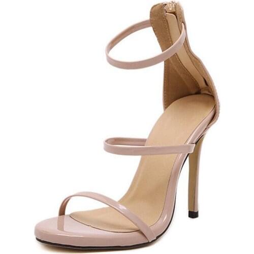 Sexy Women Shoes Summer Stiletto High Heels Women Sandals Gladiator Sandals Woman Patent Leather Sandalias Mujer 2019 XKD4141