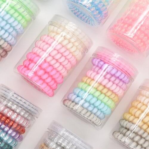 Free shipping women telephone ring hair bands with box girls rubber ladys hairties hair accessories candy color gum