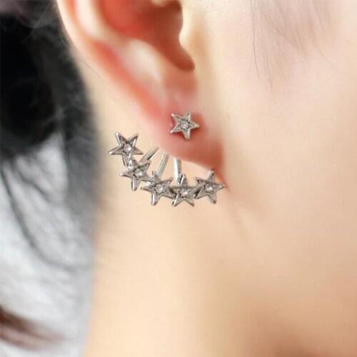 Shuangshuo Fashion Multi Stars Stud Earrings for Women Classic Star Crystal Ear Jacket Wedding Jewelry Engagement Gift Bijoux