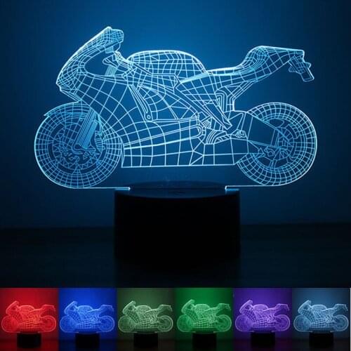 USB Ppowered Motorcycle 3D Night Light LED Desk Lamp Touch Key Decoration Lights Use Home Hotel Party Holiday