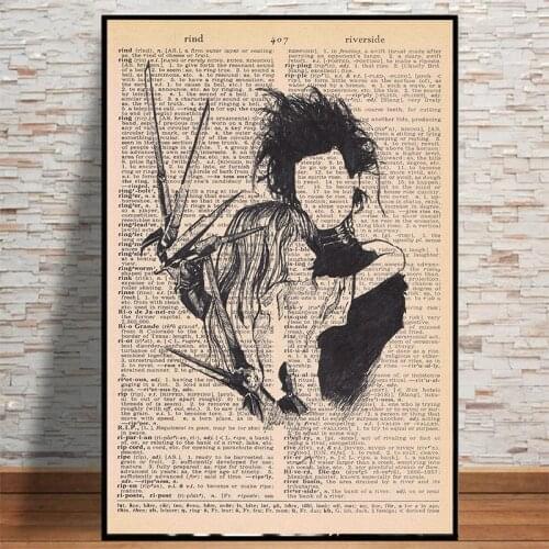 Vintage Abstract Black White Edward Scissorhands Classic Movie Poster Wall Art Home Decor Living Room Bedroom Decor Pictures