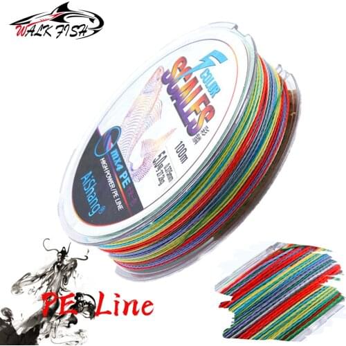 WALK FISH 100m 4 Strands Braided PE Fishing Line Multifilament Japan Multicolour Fishing Line Super Strong Saltwater PE Line