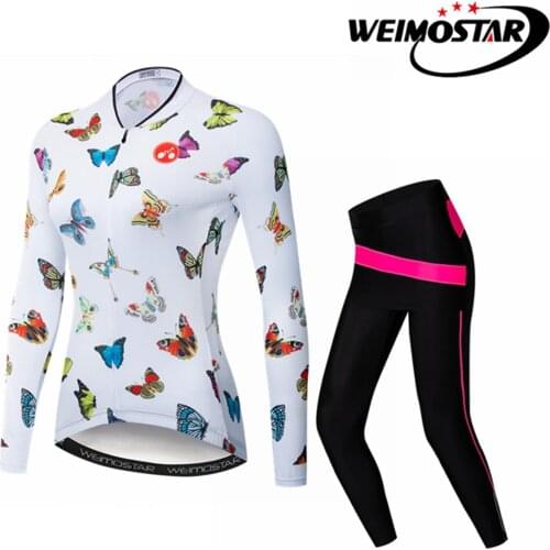2019 Weimostar Women Long Sleeve Cycling Jersey Sets Girl MTB Road Outdoor Bicycle Clothes Wear Quick Dry Sports Bike Jersey