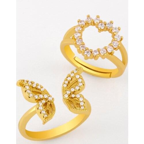Funmode New Arrival Sparkling CZ Butterfly Adjustable Rings For Women Mariage Party Gift Wholesale anillos mujer FR38