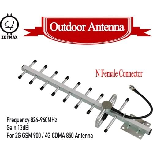ZQTMAX 13dbi Outdoor Yagi Antenna 9 Unit 806-960MHz 2G 4G Repeater GSM CDMA Signal Booster 850 900 Band N female