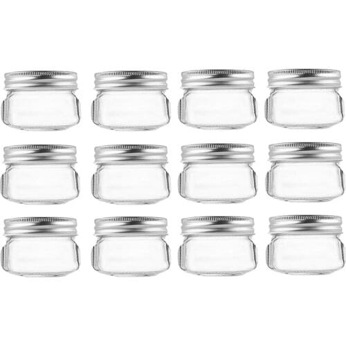 12Pcs 4-Ounce Canned Jelly Jars With Regular Lids, Perfect For Jam, Honey, Wedding Gifts, Bath Gifts, Baby Food