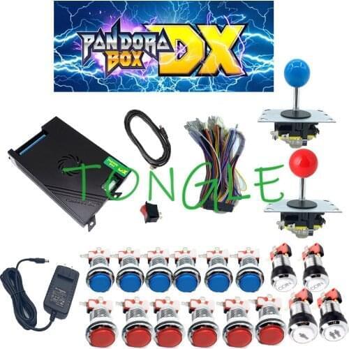 2 Player Original Pandora Box DX 3000 Kit Sanwa Joystick, Chrome LED Push Button DIY Arcade Machine Home Cabinet with Tutorial