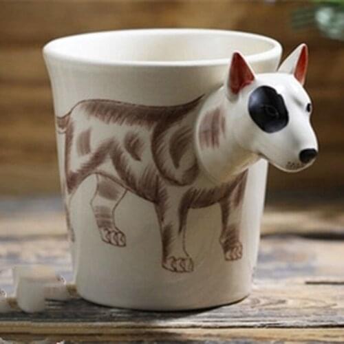 200ML Ceramic Mug Bull Terrier Ceramic Cup Coffee Cup 3D Cartoon Cup Stereo Cup Office Household Korean Style China Hand-Painted
