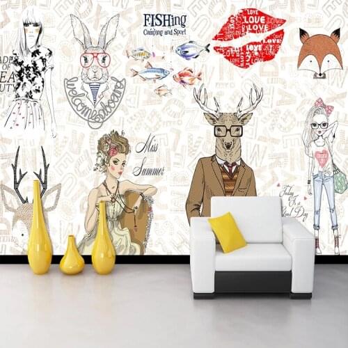 Custom 3D Photo Wallpaper Poster Mural Abstract Animal Alphabet Fashion Clothing Store Restaurant Bar Background Wall Painting