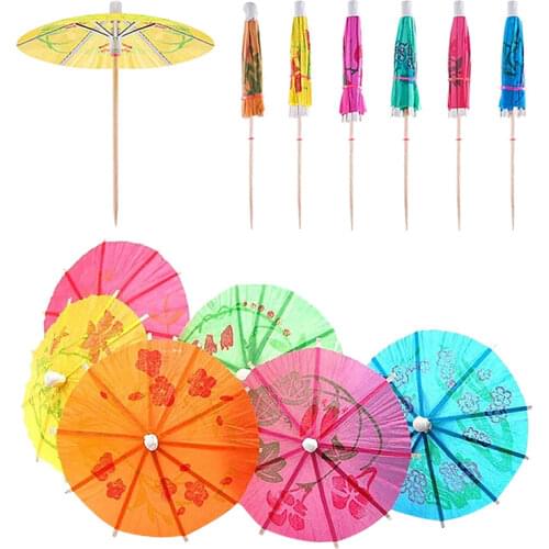 50/100 Pcs Paper Drink Cocktail Parasols Umbrellas Sticks Tropical Hawaiian Party Wedding Paper Umbrella Decoration Bar Decor 5z