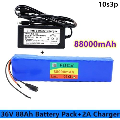 10S3P 36V 88Ah Battery ebike battery pack 18650 Li-Ion Battery 500W High Power and Capacity 42V Motorcycle Scooter with charger