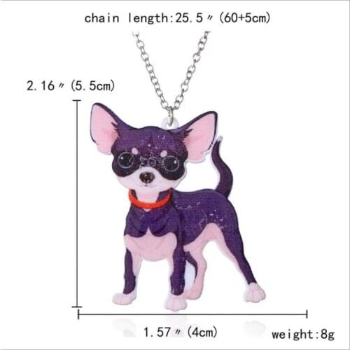 Acrylic coloured drawing Chihuahua necklace-Drop shipping