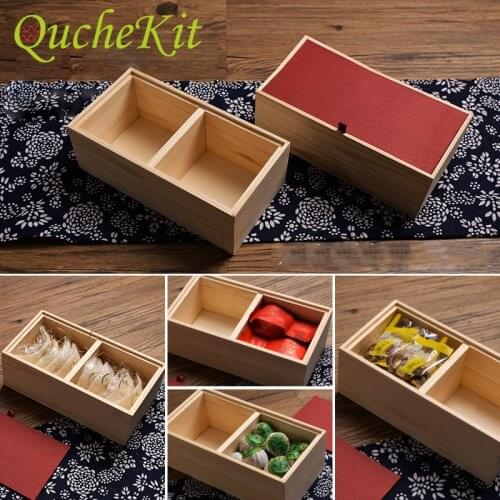 Bamboo Tea Storage Gift Box With Bag Wedding Valentines Day Chocolate Square Packaging Box Birthday Party Favors Storage Bags
