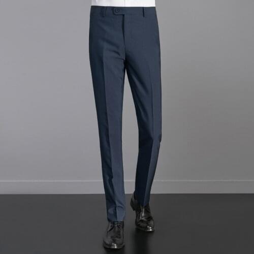 New Designer Male Pant Fashion Zipper Fly Slim Fit Wrinkle-Resistant Formal Business Meeting Suit Pants for Men