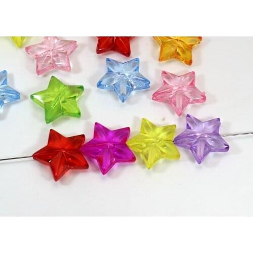 50 Mixed Colour Transparent Acrylic Star Charm Beads 20mm Kids Crafts DIY