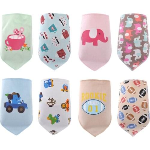 Colorful Cute Cotton Baby Towel Toddler Newborn Triangle Scarf 4 Pieces / Lot Boy Girl Feeding Smock Infant bibs Burp Cloths