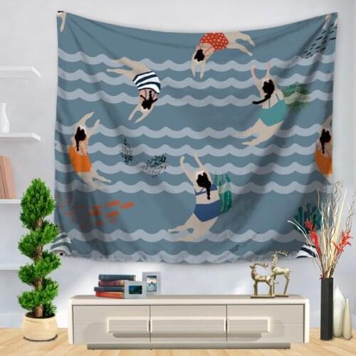 Home Decorative Wall Hanging Carpet Tapestry Rectangle Bedspread Color Summer Beach Sliper Swim Pattern GT1170