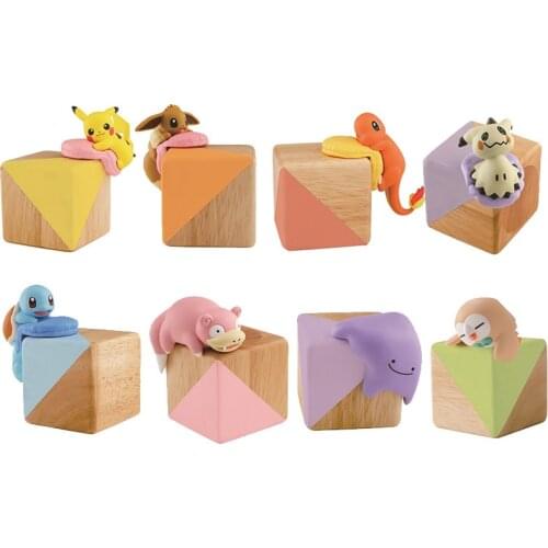 8Pcs/Set Anime Pika Eevee Charmander Squirtle Dittos Rowlet Slowpoke Action Figure Toys Cartoon Pokemons Anime Figure Dolls Toys