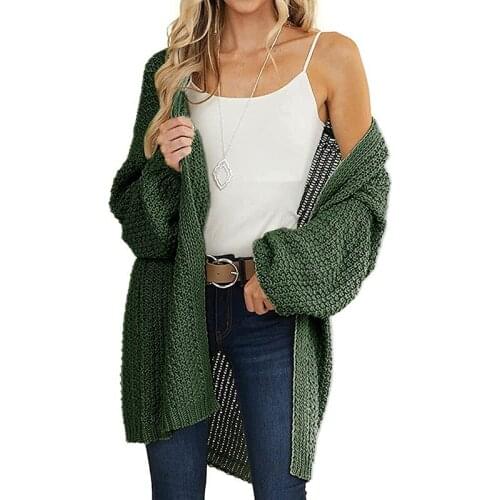 Autumn Winter Long Cardigan Women V-Neck Fashion Loose Warm Long Sleeve Coat Female Streetwear Casual Cozy Knitted Tops Jacket