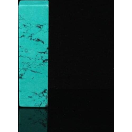 Chinese handcarved Turquoise Square Seal Natural Jade Wordless seal