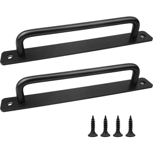2PCS Black Door Pull Handle Aluminium Alloy Sliding Heavy Duty Handles for Gate Cabinet Cupboard Barn Shed with Screws