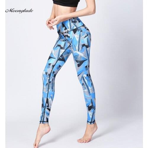 Moonglade Gym Leggings Yoga Pants 21 New Sports Fitness Running Women High Waist Tights Lift Hip Geometric Digital Printing
