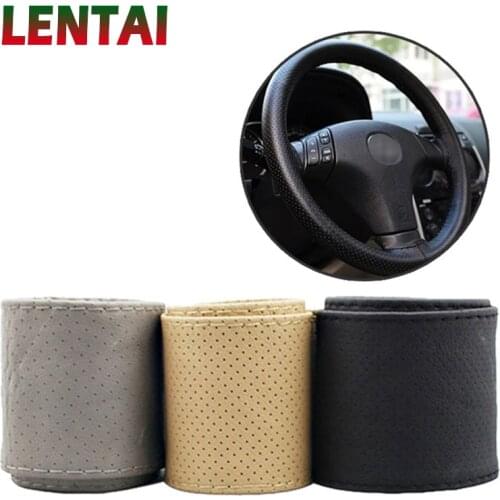LENTAI For Skoda octavia a7 a5 2 rapid fabia superb Seat leon ibiza Abarth 1Set Car steering wheel cover Leather Hand stitching