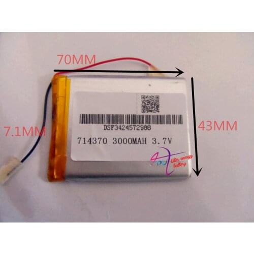 Size 714370 3.7V 3000mah Lithium polymer Battery with Protection Board For Tablet PCs PDA Power Bank