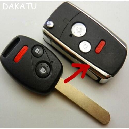 DAKATU Modified 3 Buttons Remote Flip Folding Key Shell Case Fob Keyless Cover Fit For Honda ACCORD CIVIC PILOT 2 + 1 Panic