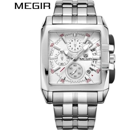 MEGIR Original Luxury Men Watch Stainless Steel Date Mens Quartz Watches Business Big Dial Wrist Watch Relogio Masculino 2018