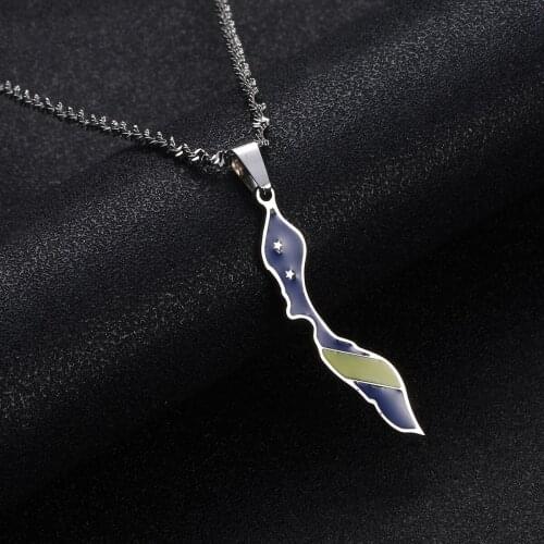 Stainless Steel Curacao Map Flag Pendant Necklace Fashion Curacao Map Charm Jewelry