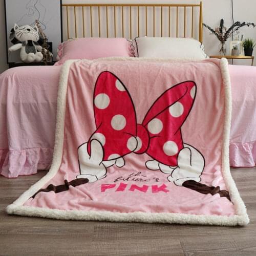 Disney Cartoon pink Minnie Mickey Mouse Blanket Lamb Fleece Four Seasons Warm Children Blanket Kids Girl Baby Throw Sofa Sheets